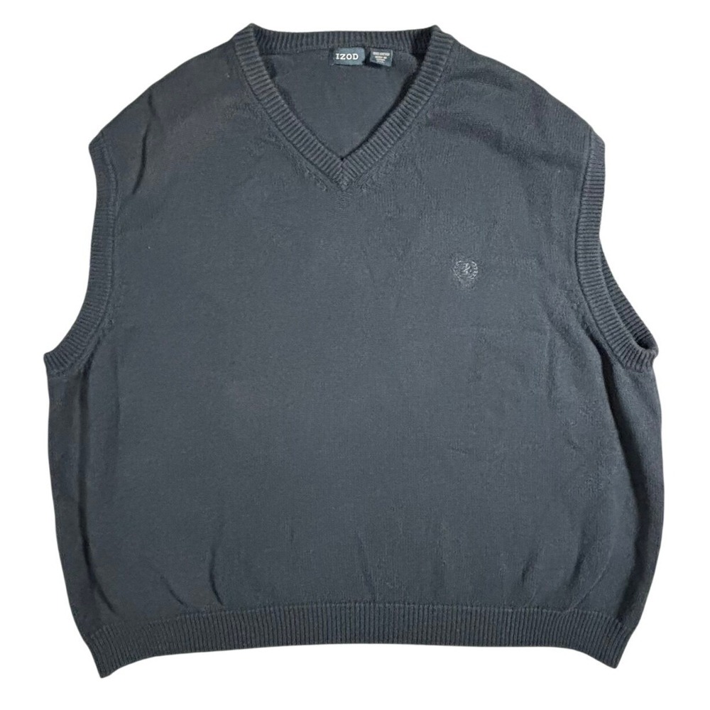 IZOD‎ Mens V Neck Sweater Vest Dark Navy Blue 4XL 100 Percent Cotton Logo
